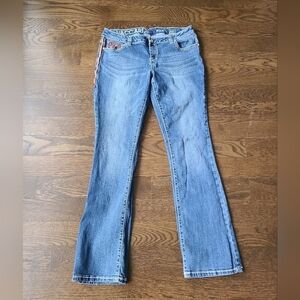 Vaccari Women's Blue Jeans embellished pockets sz.32 L